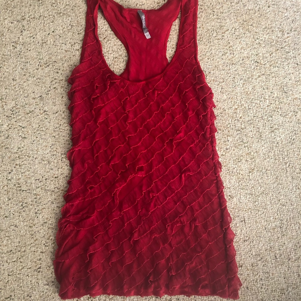 Red Ruffled Tank - Picture 2 of 3